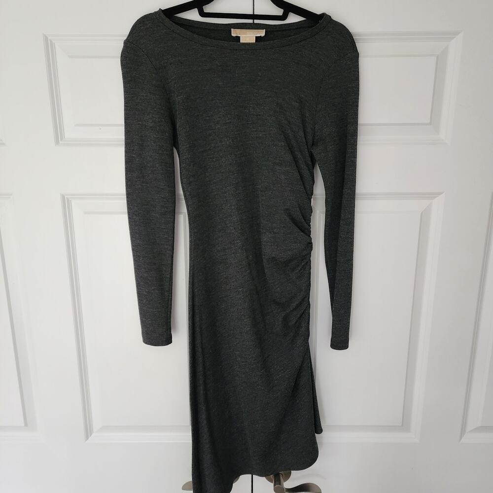 Michael Kors Women's Asymmetrical Charcoal Gray Side Zip Dress Size 2